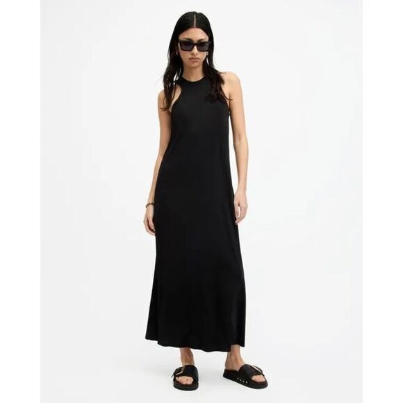All Saints Dresses & Skirts - Allsaints Kura Racer Neck Maxi Dress in Black Size 8